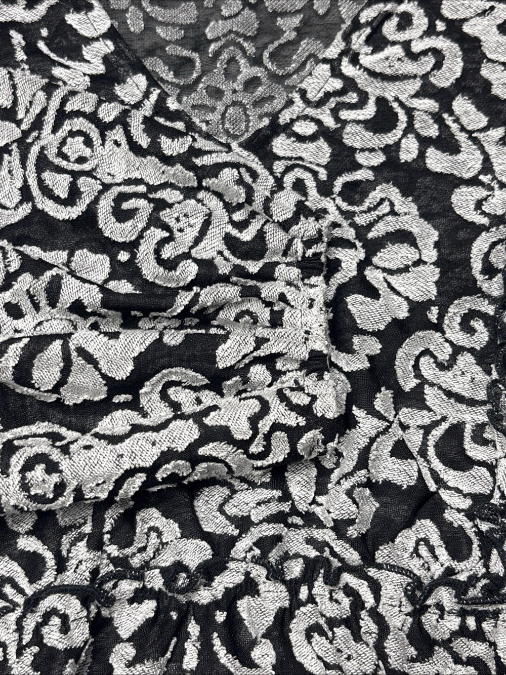 Anthropologie Top Women's XS Jacquard Peasant Blouse Wine Boho Cropped Office - Picture 4 of 8